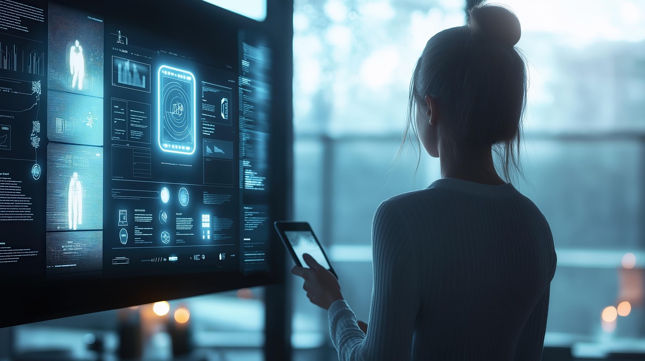 AI assistant device on a desk with smart display